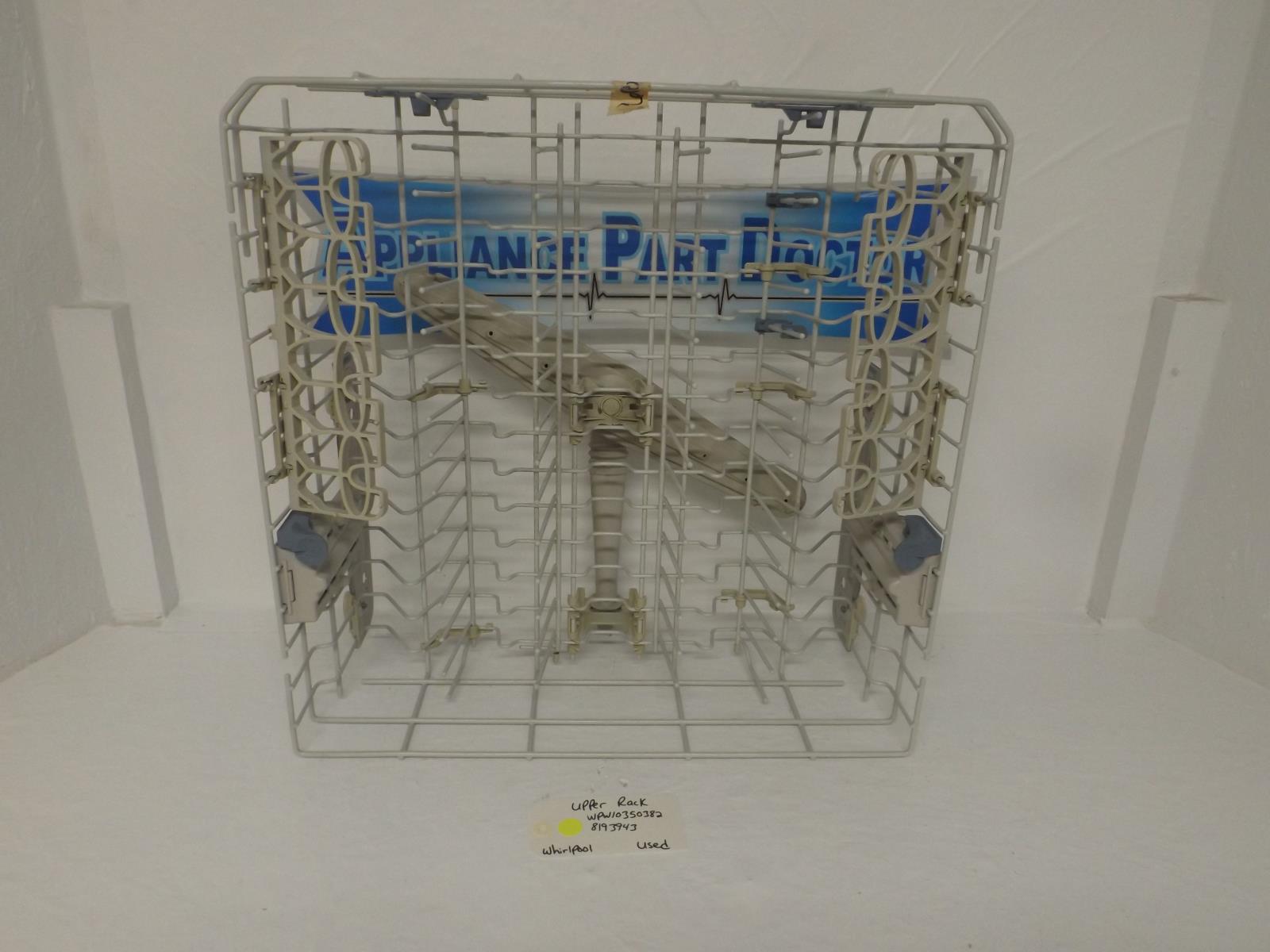 Whirlpool Dishwasher WPW10350382 8193943 Upper Rack Used Whirlpool Dishwasher WPW10350382 8193943 Upper Rack Used